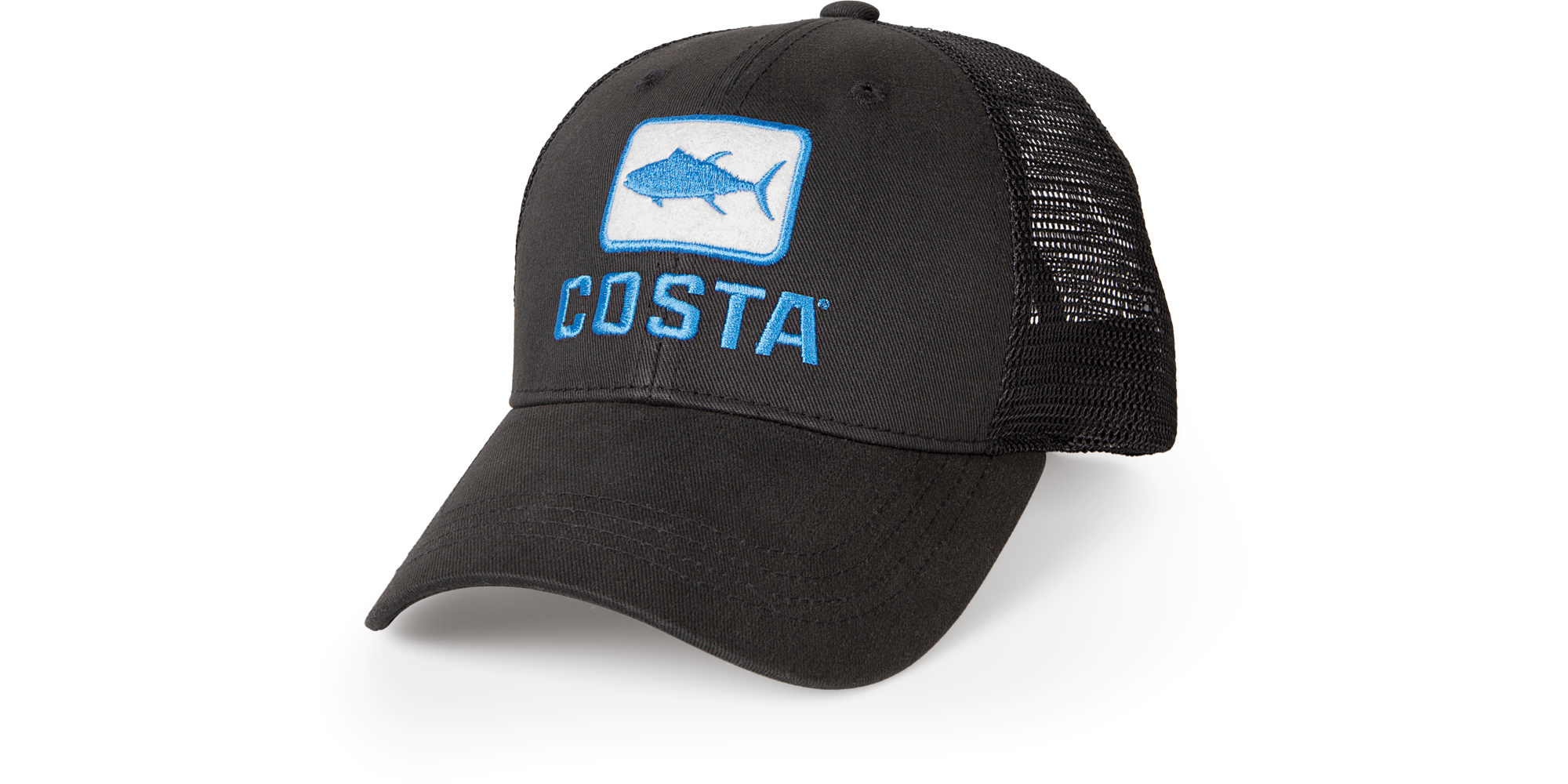 Costa Del Mar BLACK & BLUE TUNA TRUCKER ADJUSTABLE MESH HAT CAP ~NEW with TAGS~