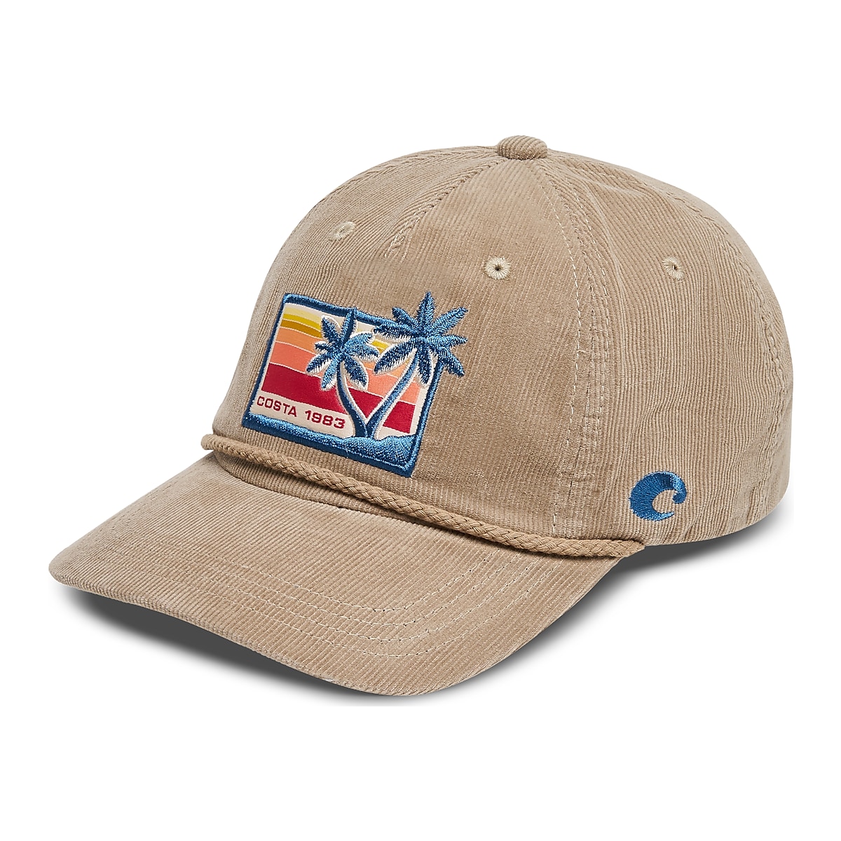 Costa Del Mar Twill Captains Rope Hat Cap Snapback Adjustable Khaki NWT