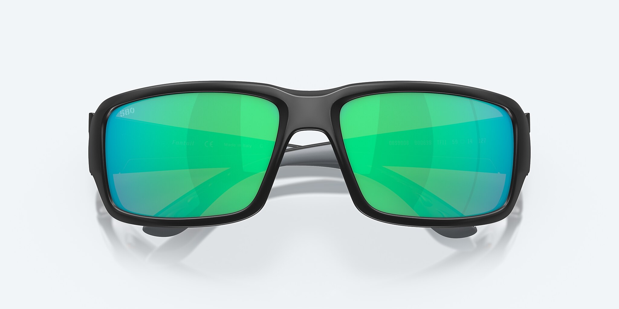 Costa Del Mar Fantail Sunglasses Matte Black Green Mirror 580G