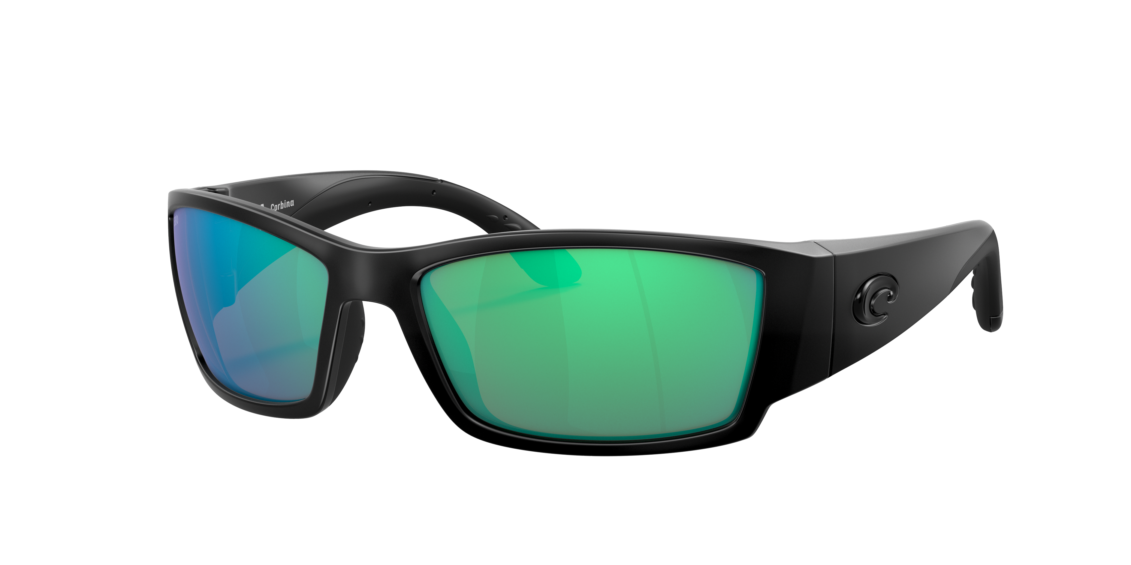 New Costa Del Mar Corbina Polarized Sunglasses 580P Black/Green Mirror Wrap 