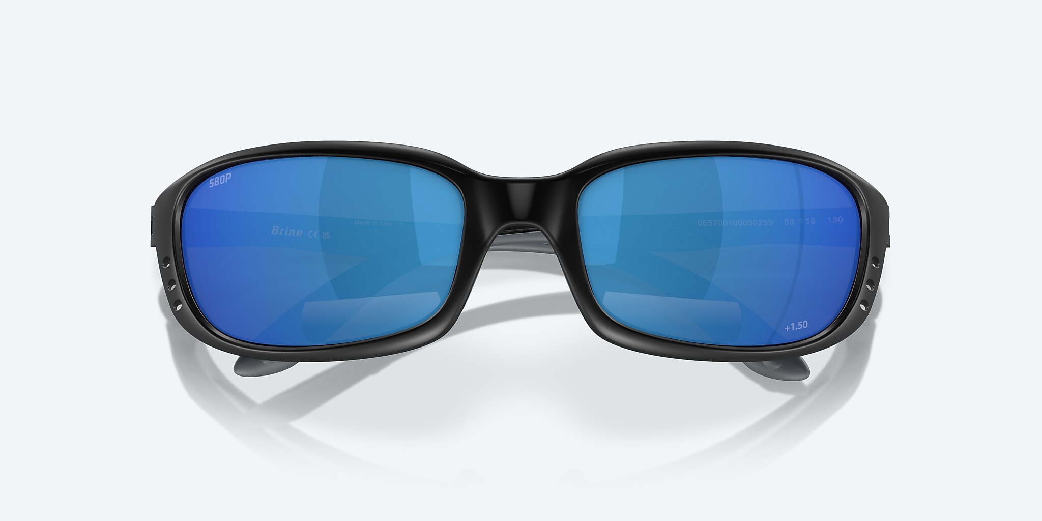 Costa Del Mar Brine C-Mate 1.50 Sunglasses Matte Black Blue Mirror 580P Lens