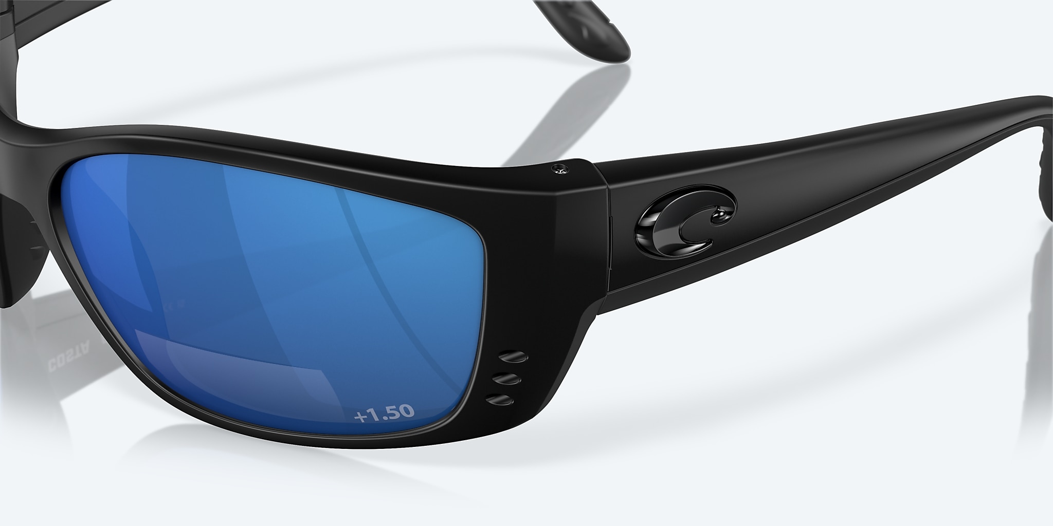 Costa Del Mar Fisch C-Mate 1.50 Sunglasses Black Matte Blue Mirror 580P Lens