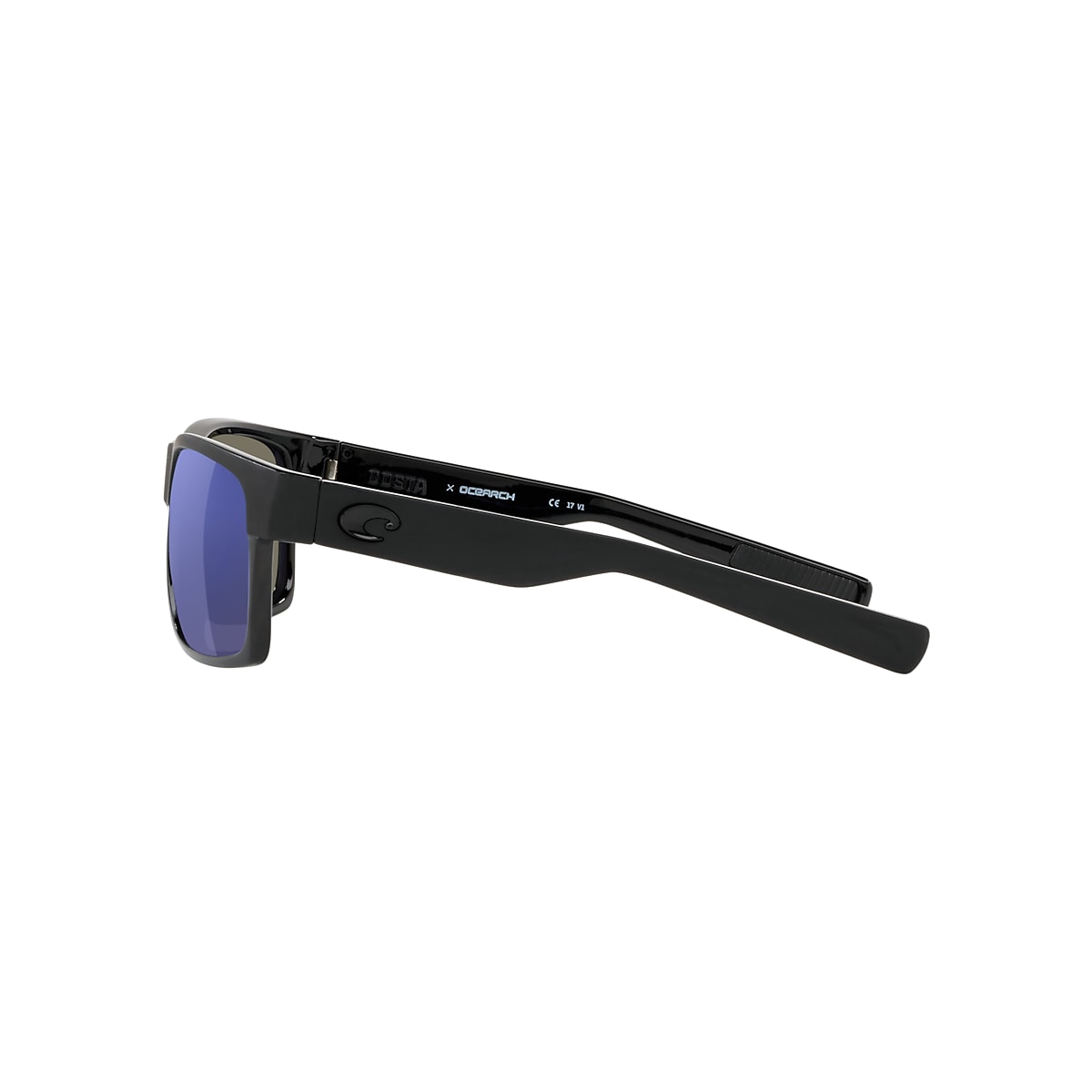 Costa Del Mar Half Moon Sunglasses - Shiny Black/Blue Mirror 580G