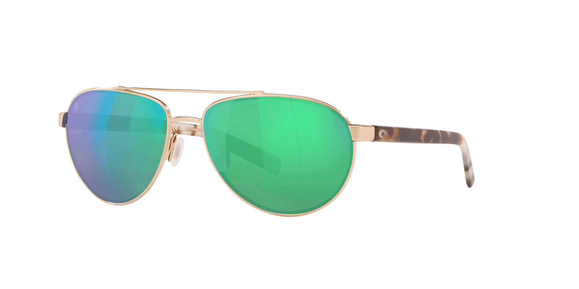 Costa Del Mar Wingman Polarized 580P Mirrored Sunglasses Silver Green 