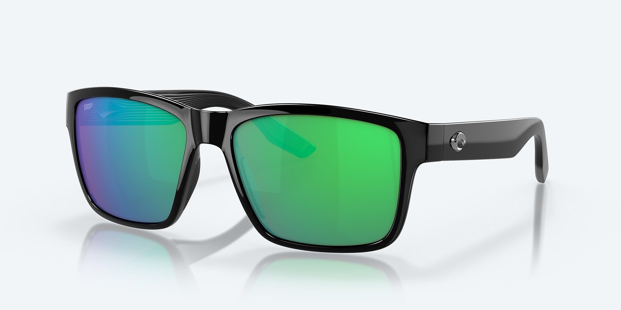 Men's Costa Del Mar Paunch Polarized Sunglasses Black/Green Mirror
